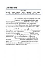 English worksheet: Wordbank: Dinosaurs