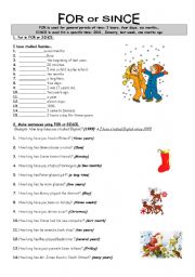 English Worksheet: FOR or SINCE