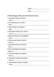 English Worksheet: Possessive Case