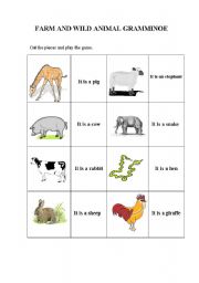 English worksheet: ANIMAL GRAMMINOE