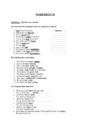 English worksheet: adjective-adverbs