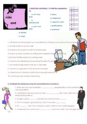 English Worksheet: jobs and work vocabulary