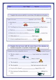English Worksheet: The degree of Adjectives
