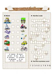 English Worksheet: transportation