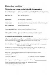 English Worksheet: Friendship Idioms