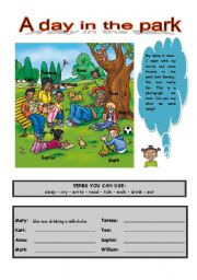 English Worksheet: A day in the park (Past Continuous tense)