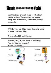 English Worksheet: Simple Present Tense Explanation Sheet