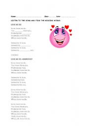English worksheet: SHE LOVES YOU BY BEATLES