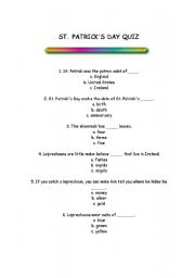 English worksheet: St Patricks Day quiz