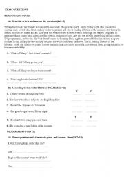 English worksheet: exam questions for 8th grades
