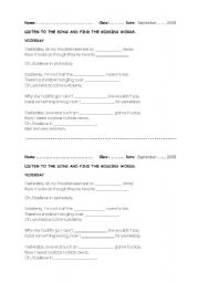 English worksheet: YESTERDAY