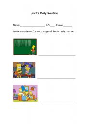 English worksheet: Barts routine