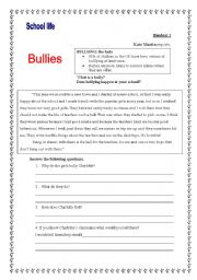 English Worksheet: School Bullying