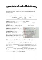 English Worksheet: Complaints about a hotel room