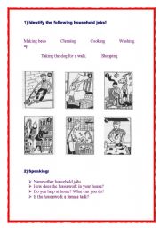 English worksheet: who does the housework at home?