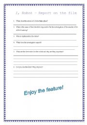 English Worksheet: Questions on the film- I, Robot