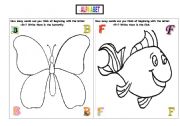 English worksheet: Alphabet - Write the words beginning with B and F