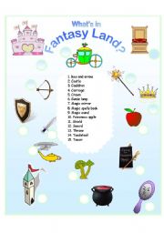 English Worksheet: Whats in Fantasy Land?