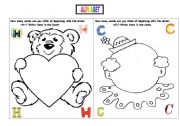 English worksheet: Alphabet - Write the words beginning with H and C