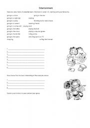 English worksheet: forms of entertainment