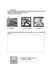 English worksheet: Whats the weather like in... ? Reading comprehension Part 1