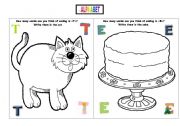 English Worksheet: Alphabet - Write the words ending in T and E