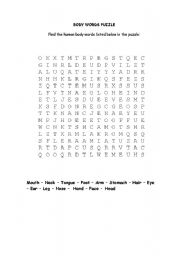 English Worksheet: Body words puzzle