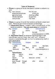 English worksheet: Types of sentences