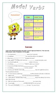 English Worksheet: Modal verbs exercises.