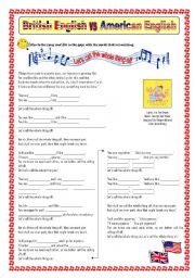 English Worksheet: British English / American English - SONG