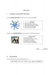 English worksheet: Science Quiz
