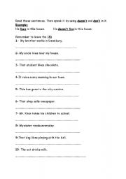 English Worksheet: dont and doesnt