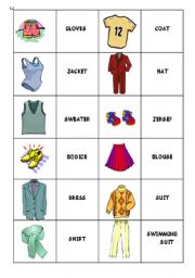 English Worksheet: Domino with Clothes