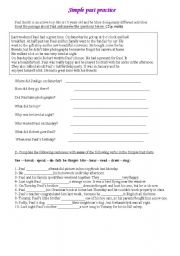 English Worksheet: text with questions and simple past exercises