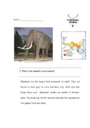 English worksheet: Endangered Asian Elephant part 1