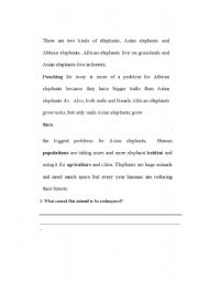 English worksheet: Asian Elephant part 2