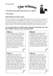 English Worksheet: Witness to a crime