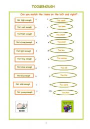 English Worksheet: TOO & ENOUGH