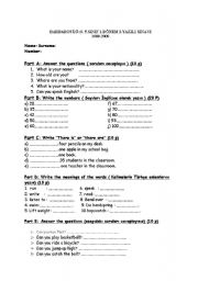 English Worksheet: 5th grade 1st term 2nd english written exam