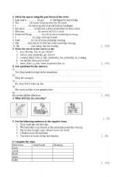 English Worksheet: Simple past test