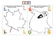 English worksheet: Alphabet - Write the words beginning with L and G