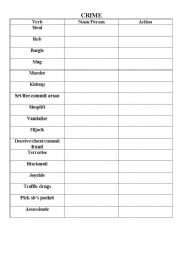 English Worksheet: crime vocabulary