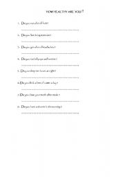 English Worksheet: How healthy are you