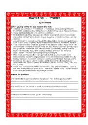 English Worksheet: PACKAGE TOURS