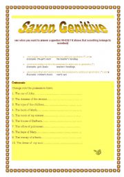 English Worksheet: saxon genitive/ possessives