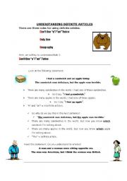 English Worksheet: Using Definite Articles - Rule 1