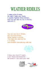 English Worksheet: Weathere riddles