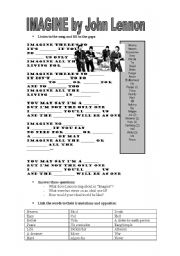 English Worksheet: Imagine by John Lennon