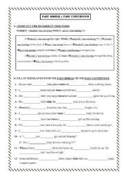 English Worksheet: Past Simple and Past Continuous