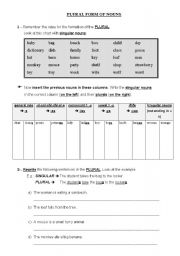 English Worksheet: Plural form of nouns